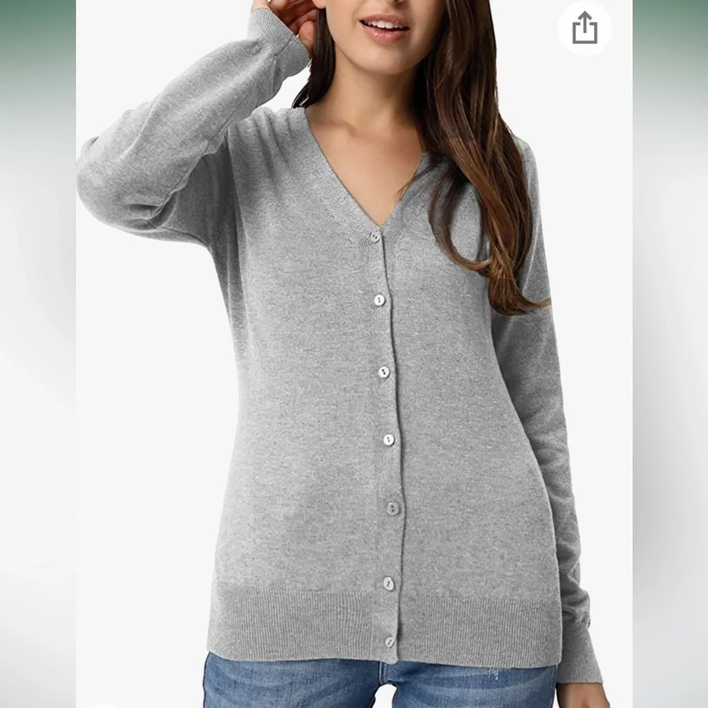 GRACE KARIN Long Sleeve V-Neck Knit Cardigan